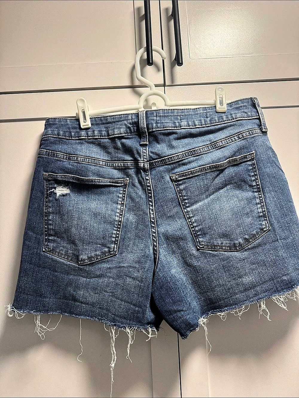 Universal Thread High Rise Midi Distressed Denim Shorts - Picture 2 of 4